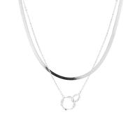 LIEBESKIND BERLIN Halsketten-Set - Zwei elegante Halsketten aus poliertem Edelstahl - Silber - Gliederkette verstellbar bis 45 cm - wasserfest & hautfreundlich