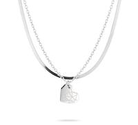 LIEBESKIND BERLIN Halsketten-Set - Zwei elegante Halsketten aus poliertem Edelstahl - Silber - Rolokette verstellbar bis 45 cm - wasserfest & hautfreundlich