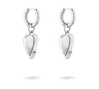 LIEBESKIND BERLIN Metal Heart Creole - Creole aus Edelstahl - Silber - 2,8 cm - Scharnierverschluss - wasserfest & hautfreundlich