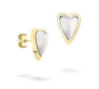 LIEBESKIND BERLIN Metal Heart Ohrring - Ohrstecker aus Edelstahl - Bicolor Silber/IP Gold - 1,5 cm - Steckverschluss - wasserfest & hautfreundlich