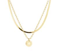 LIEBESKIND BERLIN Halsketten-Set - Zwei elegante Halsketten aus poliertem Edelstahl - IP Gold - Schlangenkette verstellbar bis 45 cm - wasserfest & hautfreundlich