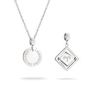 LIEBESKIND BERLIN Set - bestehend aus Halskette und Charm aus poliertem Edelstahl - Sternzeichen Widder - Ankerkette mit Charm verstellbar bis 45cm - wasserfest & hautfreundlich
