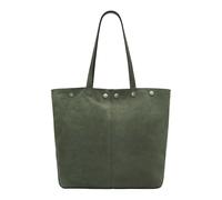 Große Schultertasche aus weichem Veloursleder olive