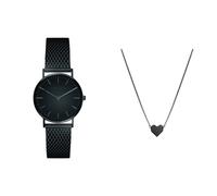 Liebeskind Damen Analog Quarz Armbanduhr mit Edelstahlarmband LT-0082-MQ & Damen-Collier Edelstahl (schwarz), LJ-0617-N-V 40