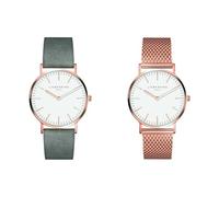 Liebeskind Damen Analog Quarz Armbanduhr mit Lederarmband LT-0085-LQ & Damen Analog Quarz Armbanduhr mit Edelstahlarmband LT-0077-MQ