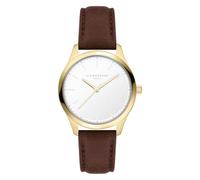 LIEBESKIND Damen Armbanduhr - Quarzuhr 33 mm - Rundes Gehäuse - Klassisches Design - Teilmattiertes Edelstahl- und Lederarmband - 5 ATM wasserdicht