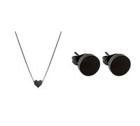 Liebeskind Damen-Collier Edelstahl (schwarz), LJ-0617-N-V 40 & Ohrstecker LJ-0067-E-07 IP Schwarz, Edelstahl