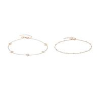 Liebeskind Damen-Fußkette Edelstahl One Size Rosé 32016803 & filigranes Anklet mit Logoanhänger aus Edelstahl IP Roségold LJ-0590-A-27