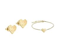 Liebeskind Damen-Ohrstecker Edelstahl LJ-0308-E-11 & Damen Armband Herz Edelstahl Silber 20 cm (gold)