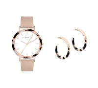 Liebeskind DamenArmbanduhr Analog Quarz Leder LT-0183-LQ & Ohrringe Damen Creolen Edelstahl