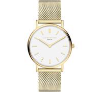 Liebeskind Berlin Damenuhr - Runde Quarzuhr 34 mm - Mesharmband - 5 ATM wasserdicht - Elegant - Gold/Weiß