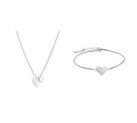 Liebeskind LJ-0503-N-45 Damen Collier Herz Edelstahl Silber 45 cm One Size & Armband LJ-0328-B-17 Silber