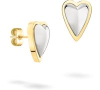 LIEBESKIND BERLIN Metal Heart Ohrring - Ohrstecker aus Edelstahl - Bicolor Silber/IP Gold - 1,5 cm - Steckverschluss - wasserfest & hautfreundlich