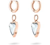 Paar Creolen LIEBESKIND BERLIN "Schmuck Ohrringe mit abnehmbaren Herz-Einhängern Glass Heart", roségoldfarben, transparent, transparent, Ohrringe, Damen, Edelstahl, mit Glasstein (72640945-0) roségold