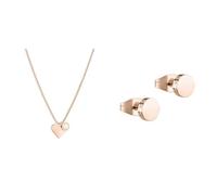 Liebeskind TIME & JEWEL Kette aus Edelstahl in Roségold LJ-0505-N-45 & Ohrringe LJ-0485-E-05 Damen Ohrstecker Roségold, One Size