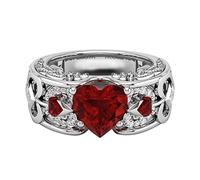 Liebesringe für Frauen Hochzeit Schmuck Verlobung Herz Ring Legierung Ring Tag Valentinstag Geformte Ringe Modekreativer, Leichter, Verstellbarer Persönlichkeitsring für Damen (B, 6)