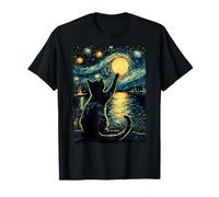 Liebhaber schwarzer Katzen, Sternennacht, Vincent van Gogh T-Shirt