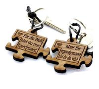 Lieblingsmensch 2er Set Gravur Partner Schlüsselanhänger aus Holz - Modell: Puzzle