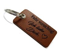 Lieblingsmensch Leder Schlüsselanhänger : Fahr vorsichtig - Ich liebe Dich