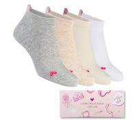 Lieblingsstück Lovely Socks - Sneaker Socken Damen - 4er Set - Baumwolle - Geschenkbox - Anti-Blasen Schutz - rutschfest - Herz-Motiv - kurze Strümpfe - Weiß, Creme, Beige, Grau (39-42)