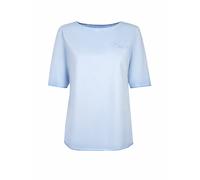 T-Shirt LIEBLINGSSTÜCK "CandiceEP", Damen, Gr. L (40), blau (skyway), Jersey, Obermaterial: 95% Baumwolle, 5% Elasthan, unifarben, casual, regular fit taillenbedeckt, Rundhals, Shirts, mit Schriftzug