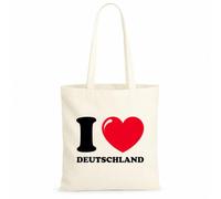 LIEBTASTISCH® Baumwolltasche I Deutschland - Stofftasche Beutel mit Aufdruck Spruch - Einkaufsbeutel Shopper Tragetasche für Fans - Bedruckt - Kapten And Son - Natur