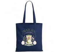 LIEBTASTISCH® Baumwolltasche Matcha Lovers Club Matcha made with love Premium Matcha Every Day - Tote Bag Canvas Damen - Stofftasche Beutel Einkaufsbeutel bedruckt - French Navy