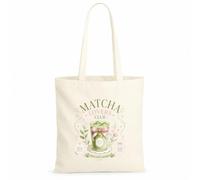 LIEBTASTISCH® Baumwolltasche Matcha Lovers Club Matcha made with love Premium Matcha Every Day - Tote Bag Canvas Damen - Stofftasche Beutel Einkaufsbeutel bedruckt - Natur