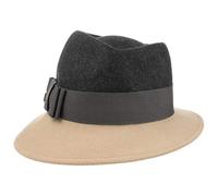 LIERYS Asym Twotone Wollfilzhut Trilby Damen Filzhut mit Schleife Made in Italy Herbst Winter anthrazit-beige One Size