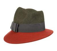 LIERYS Asym Twotone Wollfilzhut Trilby Damen Filzhut mit Schleife Made in Italy Herbst Winter Oliv-rost One Size