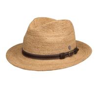 LIERYS Classic Crochet Bogart Raffiahut Fedora-Hut Made in Italy Damen und Herren Frühling Sommer Natur S (54-55 cm)
