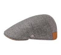 LIERYS Daniel Virgin Wool Flatcap mit Lederakzenten Damen Herren Handgefertigte Schiebermütze aus Italien Melierte Schirmmütze 100% Schurwolle Herbst Winter grau-meliert 60 cm