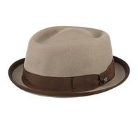 LIERYS Diamond Crown Pork Pie Filzhut Damen Herren Sommer Winter beige S (54-55 cm)