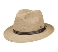 LIERYS Fine Crochet Bogart Raffiahut Fedora Made in Italy Herren Frühling Sommer Natur M (56-57 cm)