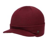 LIERYS Fine Merino Strickcap Damen Herren Wintermütze aus Merinowolle Mütze mit Schirm Herbst Winter Bordeaux One Size