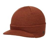 LIERYS Fine Merino Strickcap Damen Herren Wintermütze aus Merinowolle Mütze mit Schirm Herbst Winter rost One Size
