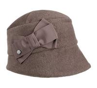 LIERYS Fleece Damenglocke Elegante Form Hut mit Schleife Warm gemütlich Damen Herbst Winter braun One Size