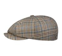 LIERYS Glencheck 8 Panel Flatcap Klassische Schirmmütze Herren Karomuster Made in EU Frühjahr Sommer braun-blau XL (60-61 cm)