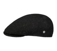 LIERYS Harris Tweed Gatsby Flatcap Schirmmütze meliert Made in Italy Herren Herbst Winter schwarz 55 cm