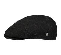 LIERYS Harris Tweed Gatsby Flatcap Schirmmütze meliert Made in Italy Herren Herbst Winter schwarz 57 cm