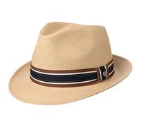 LIERYS Laferty Trilby Panamahut Strohhut Ripsband Mehrfarbig Damen und Herren Frühling Sommer beige M (57-58 cm)