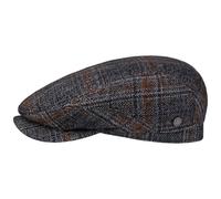 LIERYS Lennartson Wool Flatcap Klassische Schirmmütze Karomuster Baumwollfutter Herren Herbst Winter dunkelblau 59 cm