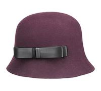 LIERYS Lianda Glocke Wollfilzhut Elegante Form Damenhut Schleife Pflaume Damen Herbst Winter Pflaume S (54-55 cm)