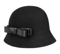LIERYS Lianda Glocke Wollfilzhut Elegante Form Damenhut Schleife Pflaume Damen Herbst Winter schwarz S (54-55 cm)