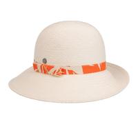 LIERYS Livola Cloche Panamahut Elegante Strohglocke Sonnenhut mit Garniturband Damen Frühjahr/Sommer orange One Size