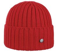 LIERYS Merino Strickmütze Umschlag Klassisch Warm Damen Herren Made in Germany Winter rot One Size