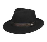 LIERYS Monteco Bogart Wollhut Fedora Filzhut Made in Italy Herren Herbst Winter schwarz L (58-59 cm)