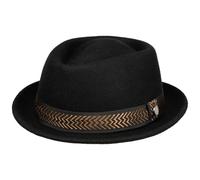 LIERYS St. Claude Pork Pie Wollhut Made in Italy Damen Herren Winter schwarz M (56-57 cm)