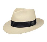 LIERYS Striped Ribbon Panamahut Fedora Stil Urlaubshut Traveller Hut UV Schutz Handgeflochten Strohhut Ecuador Damen Herren Frühjahr Sommer Natur M (57-58 cm)