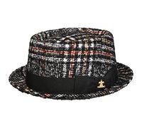 LIERYS TACOLA Check Pork Pie Wollhut Gold Schwarzer Kariert Made in Italy Herren Herbst Winter schwarz XL (60-61 cm)